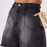 Orla A - Line Denim Shorts – Black Wash - JMOJO - Women's Denim Shorts