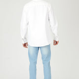 REGULAR FIT RIPPED DENIM SHIRT - WHITE - JMOJO - Men's Denim Shirts