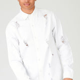 REGULAR FIT RIPPED DENIM SHIRT - WHITE - JMOJO - Men's Denim Shirts