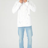REGULAR FIT RIPPED DENIM SHIRT - WHITE - JMOJO - Men's Denim Shirts