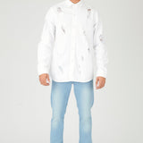 REGULAR FIT RIPPED DENIM SHIRT - WHITE - JMOJO - Men's Denim Shirts