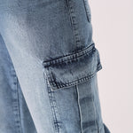 RELAXED FIT CARGO JEANS - MID BLUE - JMOJO - Men's Cargo Jeans