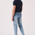 RELAXED FIT CARGO JEANS - MID BLUE - JMOJO - Men's Cargo Jeans