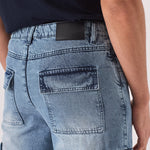 RELAXED FIT CARGO JEANS - MID BLUE - JMOJO - Men's Cargo Jeans