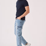 RELAXED FIT CARGO JEANS - MID BLUE - JMOJO - Men's Cargo Jeans