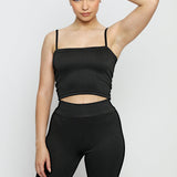 Sable Textured Stripe Crop Top – Black - JMOJO - Women's Athleisure Crop Top