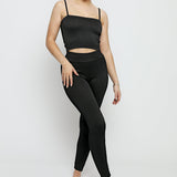 Sable Textured Stripe Crop Top – Black - JMOJO - Women's Athleisure Crop Top