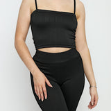 Sable Textured Stripe Crop Top – Black - JMOJO - Women's Athleisure Crop Top