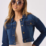 Shore Cropped Denim Jacket – Mid Blue - JMOJO - Women's Cropped Denim Jackets