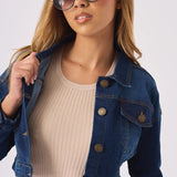 Shore Cropped Denim Jacket – Mid Blue - JMOJO - Women's Cropped Denim Jackets