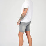 SKINNY DENIM SHORTS - GREY - JMOJO - Men's Denim Shorts
