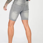 SKINNY DENIM SHORTS - GREY - JMOJO - Men's Denim Shorts