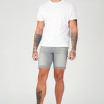 SKINNY DENIM SHORTS - GREY - JMOJO - Men's Denim Shorts