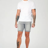 SKINNY DENIM SHORTS - GREY - JMOJO - Men's Denim Shorts