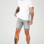 SKINNY DENIM SHORTS - GREY - JMOJO - Men's Denim Shorts