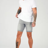 SKINNY DENIM SHORTS - GREY - JMOJO - Men's Denim Shorts