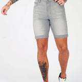 SKINNY DENIM SHORTS - GREY - JMOJO - Men's Denim Shorts