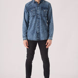 SLIM FIT DENIM SHIRT - BLUE ACID WASH - JMOJO - Men's Denim Shirts