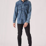 SLIM FIT DENIM SHIRT - BLUE ACID WASH - JMOJO - Men's Denim Shirts