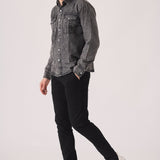 SLIM FIT DENIM SHIRT - GREY ACID WASH - JMOJO - Men's Denim Shirts