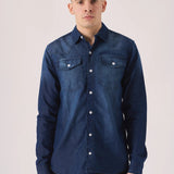 SLIM FIT DENIM SHIRT - INDIGO BLUE WASH - JMOJO - Men's Denim Shirts