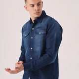 SLIM FIT DENIM SHIRT - INDIGO BLUE WASH - JMOJO - Men's Denim Shirts