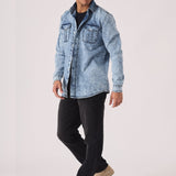 SLIM FIT DENIM SHIRT - LIGHT BLUE ACID WASH - JMOJO - Men's Denim Shirts