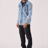 SLIM FIT DENIM SHIRT - LIGHT BLUE ACID WASH - JMOJO - Men's Denim Shirts