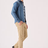 SLIM FIT DENIM SHIRT - MID BLUE WASH - JMOJO - Men's Denim Shirts