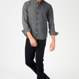 SLIM FIT GRANDAD COLLAR DENIM SHIRT - GREY - JMOJO - Men's Denim Shirts