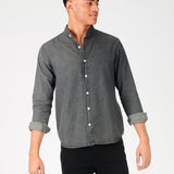 SLIM FIT GRANDAD COLLAR DENIM SHIRT - GREY - JMOJO - Men's Denim Shirts