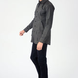 SLIM FIT RIPPED DENIM SHIRT - CHARCOAL - JMOJO - Men's Denim Shirts