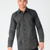 SLIM FIT RIPPED DENIM SHIRT - CHARCOAL - JMOJO - Men's Denim Shirts