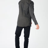 SLIM FIT RIPPED DENIM SHIRT - CHARCOAL - JMOJO - Men's Denim Shirts