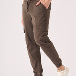 SLIM STRETCH CARGO TROUSERS - DARK BROWN - JMOJO - Men's Cargo Trouser