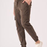 SLIM STRETCH CARGO TROUSERS - DARK BROWN - JMOJO - Men's Cargo Trouser