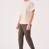 SLIM STRETCH CARGO TROUSERS - DARK BROWN - JMOJO - Men's Cargo Trouser