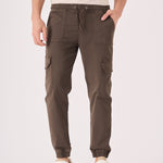 SLIM STRETCH CARGO TROUSERS - DARK BROWN - JMOJO - Men's Cargo Trouser