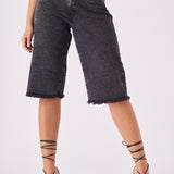 Talia Longline Denim Jorts – Black Acid Wash - JMOJO - Women's Denim Shorts