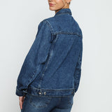 TRACK STITCH DENIM JACKET - MID BLUE WASH - JMOJO - Women's Denim Jackets