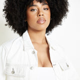 TRUCKER DENIM JACKET - WHITE - JMOJO - Women's Denim Jackets
