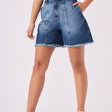 Vita A - Line Denim Shorts – Mid Blue Wash - JMOJO - Women's Denim Shorts