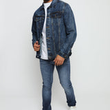 WESTERN DENIM JACKET - MID BLUE WASH - JMOJO - Men's Denim Jackets
