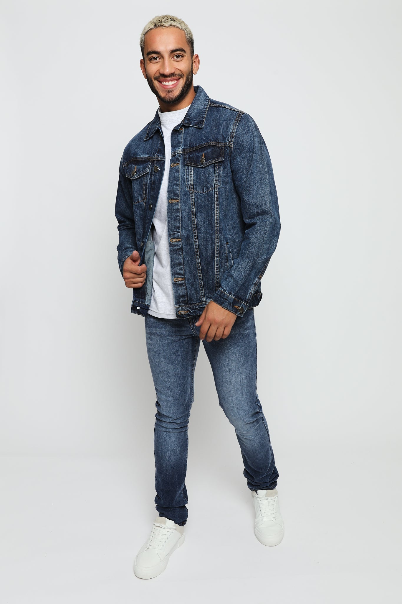 WESTERN DENIM JACKET - MID BLUE WASH - JMOJO - Men's Denim Jackets