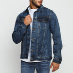 WESTERN DENIM JACKET - MID BLUE WASH - JMOJO - Men's Denim Jackets