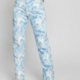 Everly Marble Straight Leg Jeans - Light Blue