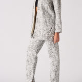 Darae Printed Sherpa Lined Denim Jacket Longline - Grey