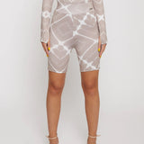 Kinsley Printed High Rise Cycling Shorts - Taupe