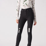 Aura Ripped High Waisted Skinny Jeans - Black