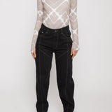 Camo Contrast Stitch Denim Trousers - Black